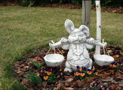 Garden Decoration Rabbit Terrace Stone Figures Decorative Nature Statue